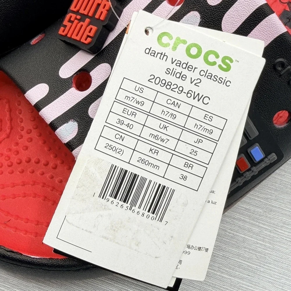 Crocs Star‎ Wars Men's 7 Classic Slide V2 Darth Vader Glow in Dark Women's 9